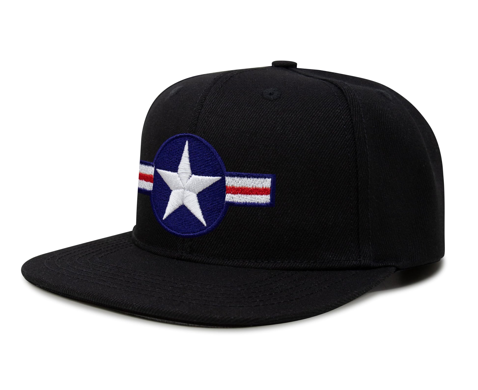International Tie Air Force Hat for Men and Women - Snapback Trucker Baseball Cap (Black Flatbill) - International Tie