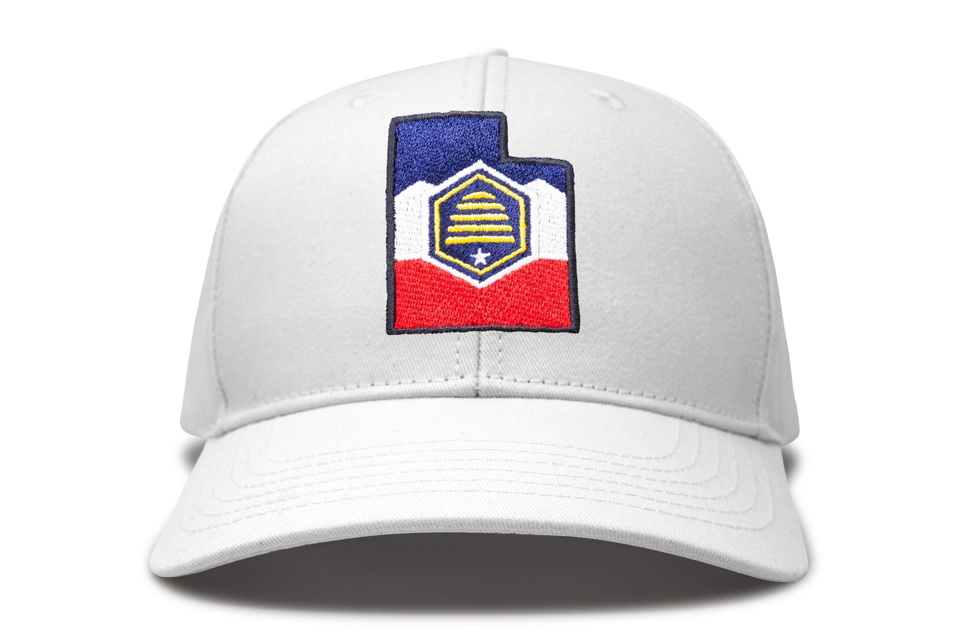 International Tie Stateline Flag Hat for Men and Women - Snapback Trucker Baseball Cap (Utah, All White) - International Tie