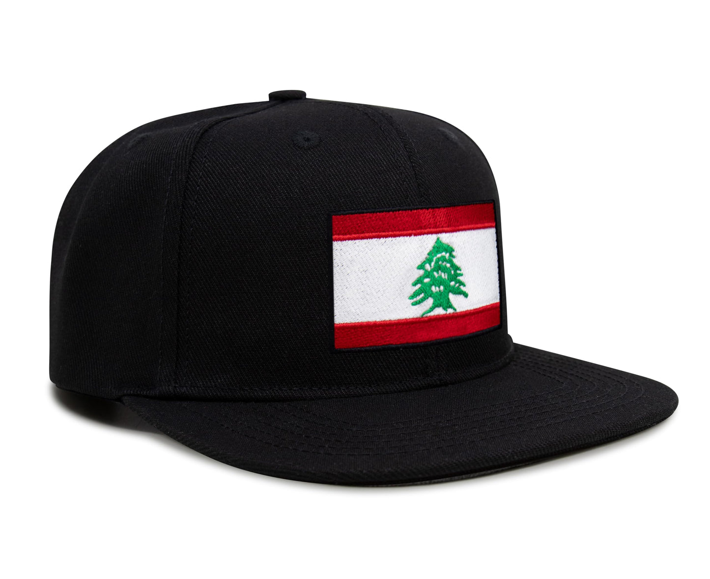 International Tie Lebanon Flag Hat for Men and Women - Adjustable Snapback Trucker Baseball Cap (Black Flatbill)