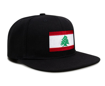 International Tie Lebanon Flag Hat for Men and Women - Adjustable Snapback Trucker Baseball Cap (Black Flatbill)
