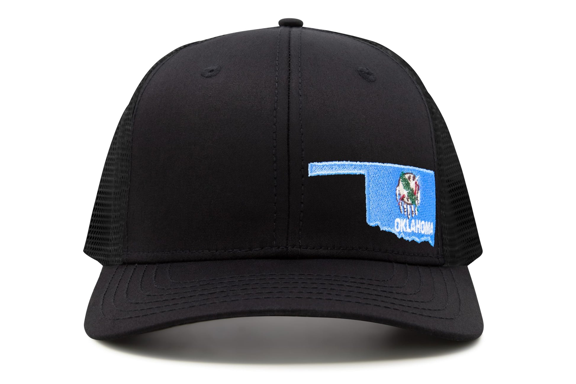 International Tie Stateline Flag Hat for Men and Women - Snapback Trucker Baseball Cap (Oklahoma, All Black) - International Tie