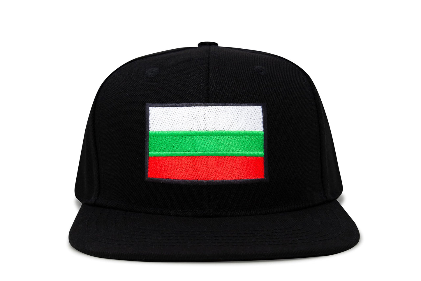 International Tie Country Hat for Men and Women, Adjustable Snapback Trucker Baseball Cap with Embroidered Patch (Bulgaria, Black Flatbill)