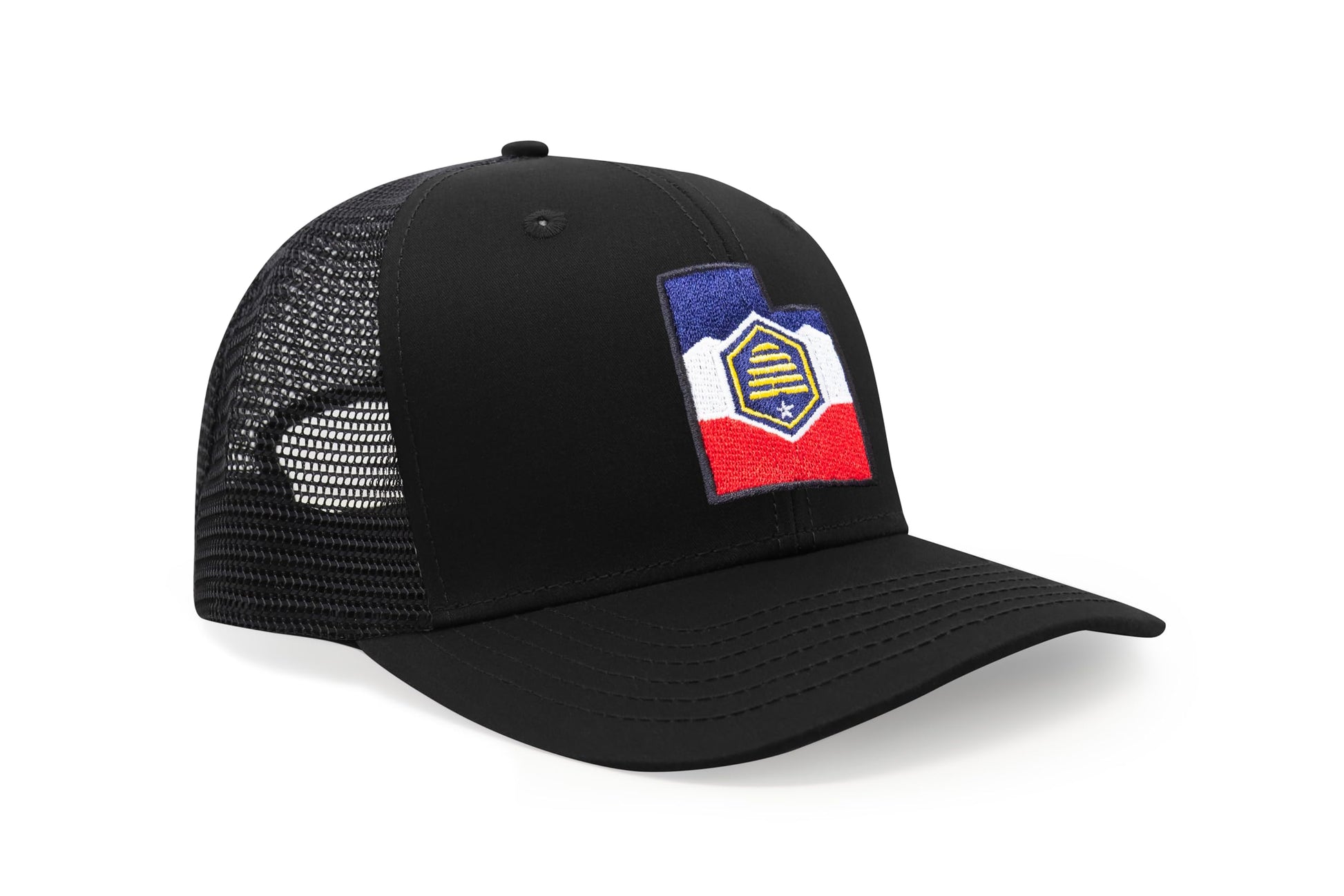 International Tie Stateline Flag Hat for Men and Women - Snapback Trucker Baseball Cap (Utah, All Black) - International Tie