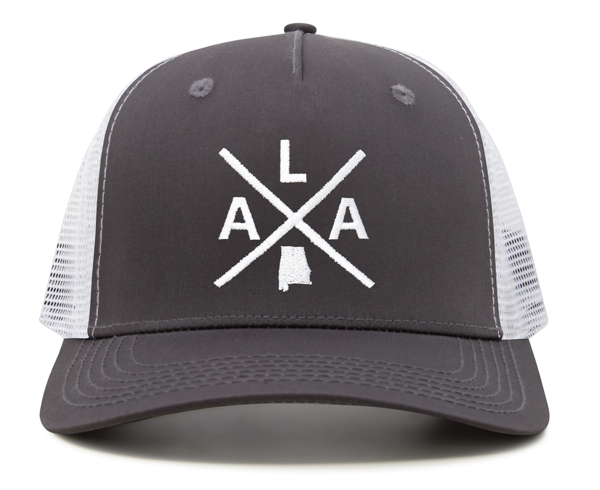 International Tie Hat for Men and Women, Snapback Trucker Baseball Cap, Embroidered Cross Logo (ATL - Atlanta, Grey White) - International Tie