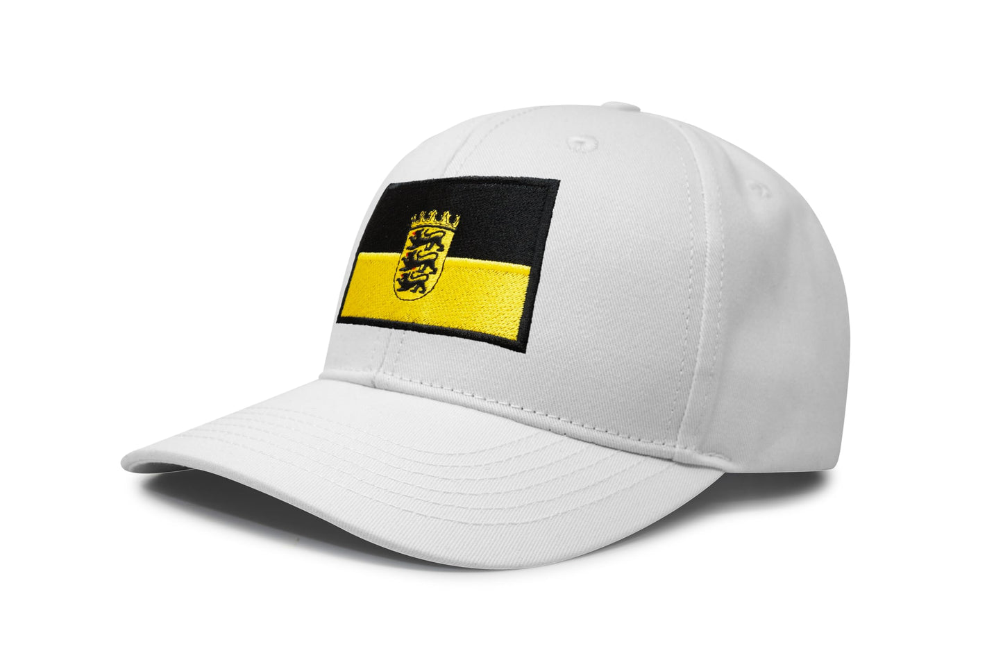 International Tie State Hat for Men and Women, Adjustable Snapback Trucker Baseball Cap with Embroidered Patch (Baden-Wurttemberg, All White)