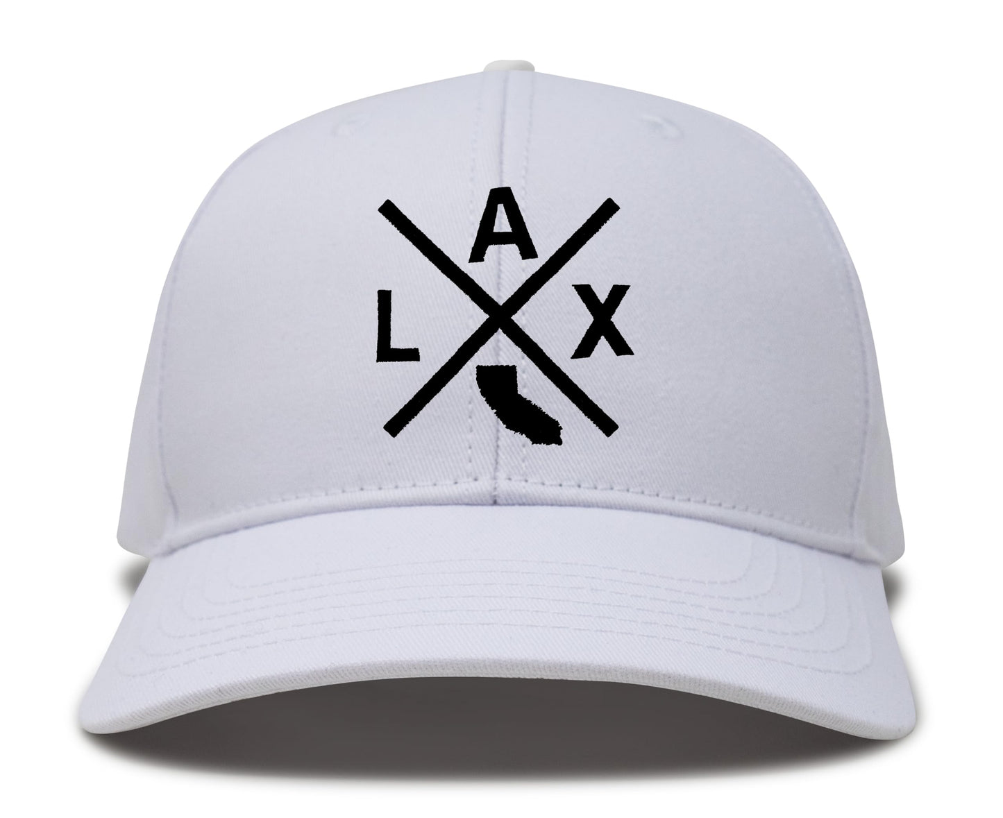 International Tie Hat for Men and Women, Snapback Trucker Baseball Cap, Embroidered Cross Logo (LAX - Los Angeles International Airport, All White) - International Tie