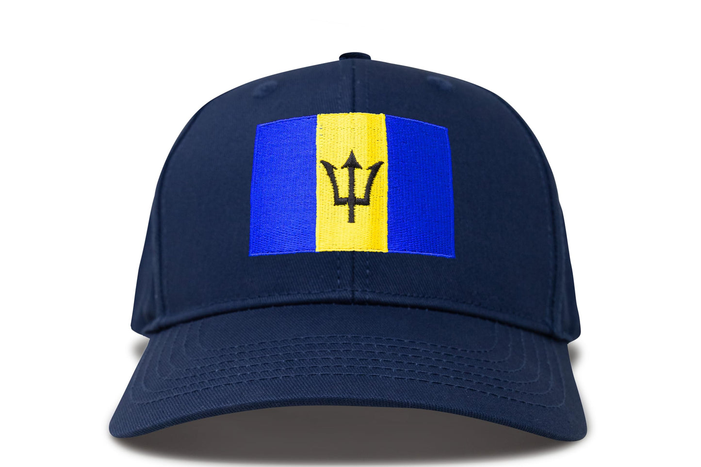 International Tie Country Hat for Men and Women, Adjustable Snapback Trucker Baseball Cap with Embroidered Patch (Barbados, All Navy) - International Tie