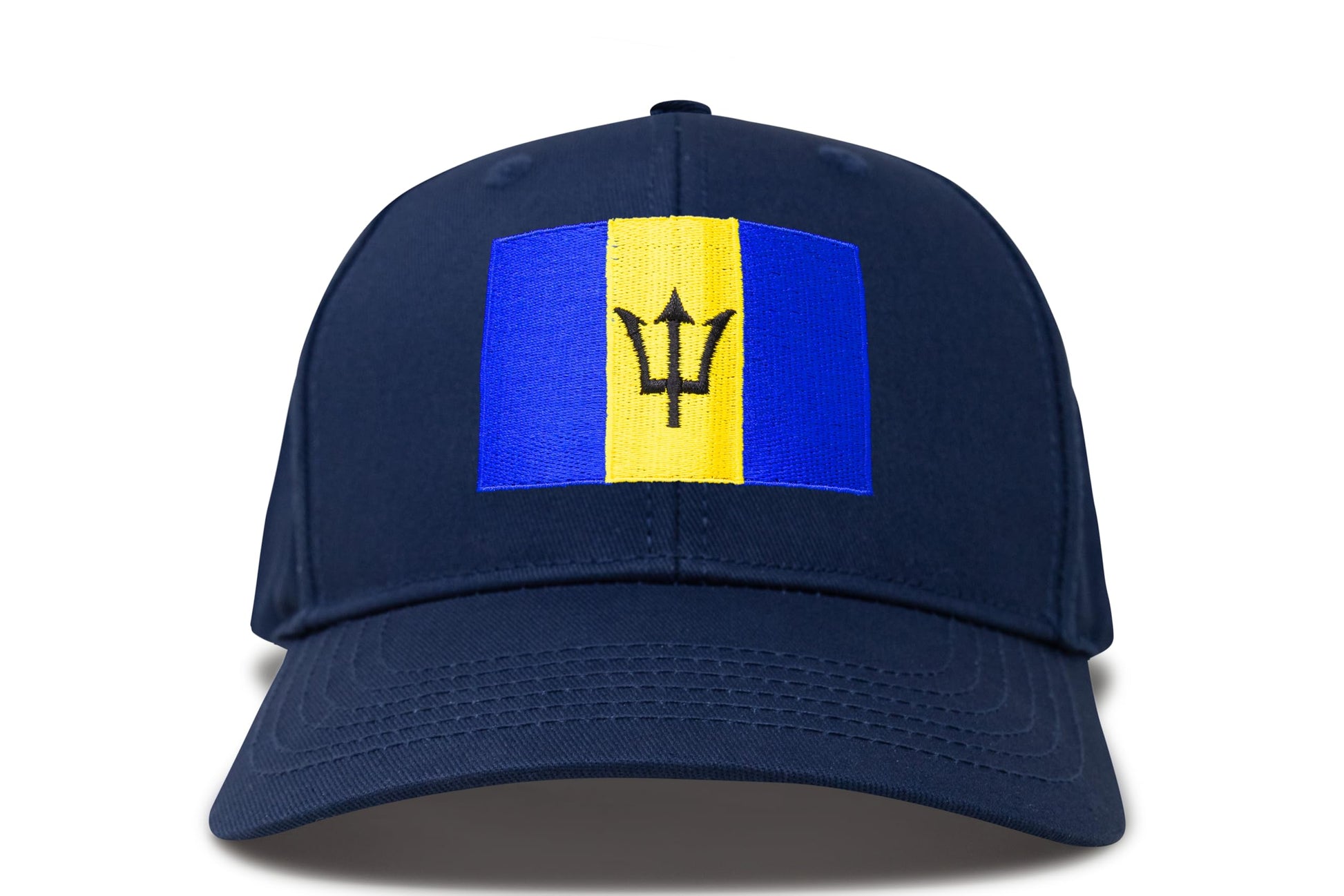 International Tie Country Hat for Men and Women, Adjustable Snapback Trucker Baseball Cap with Embroidered Patch (Barbados, All Navy) - International Tie