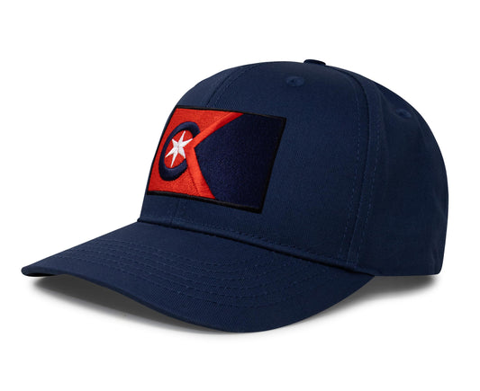 International Tie Cleveland Flag Hat for Men and Women - Adjustable Snapback Trucker Baseball Cap (All Navy)