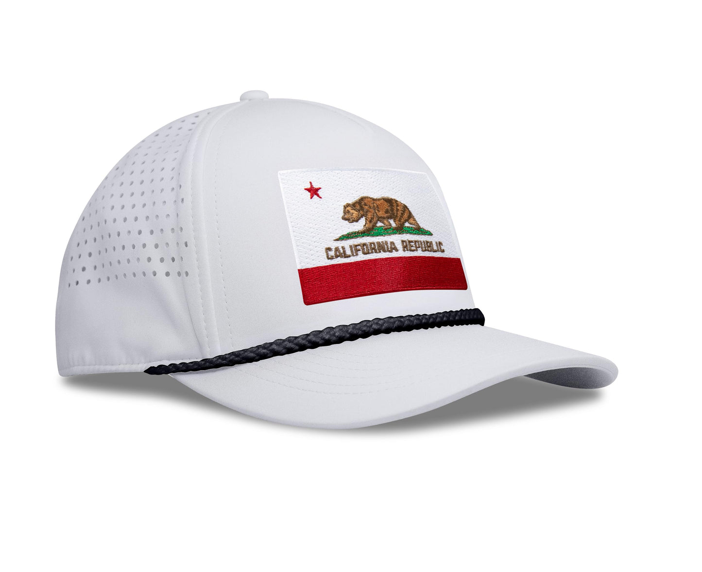 Performance Golf Hat – Adjustable Snapback Trucker Baseball Cap for Men & Women - Jetset Series (California, Arctic White)