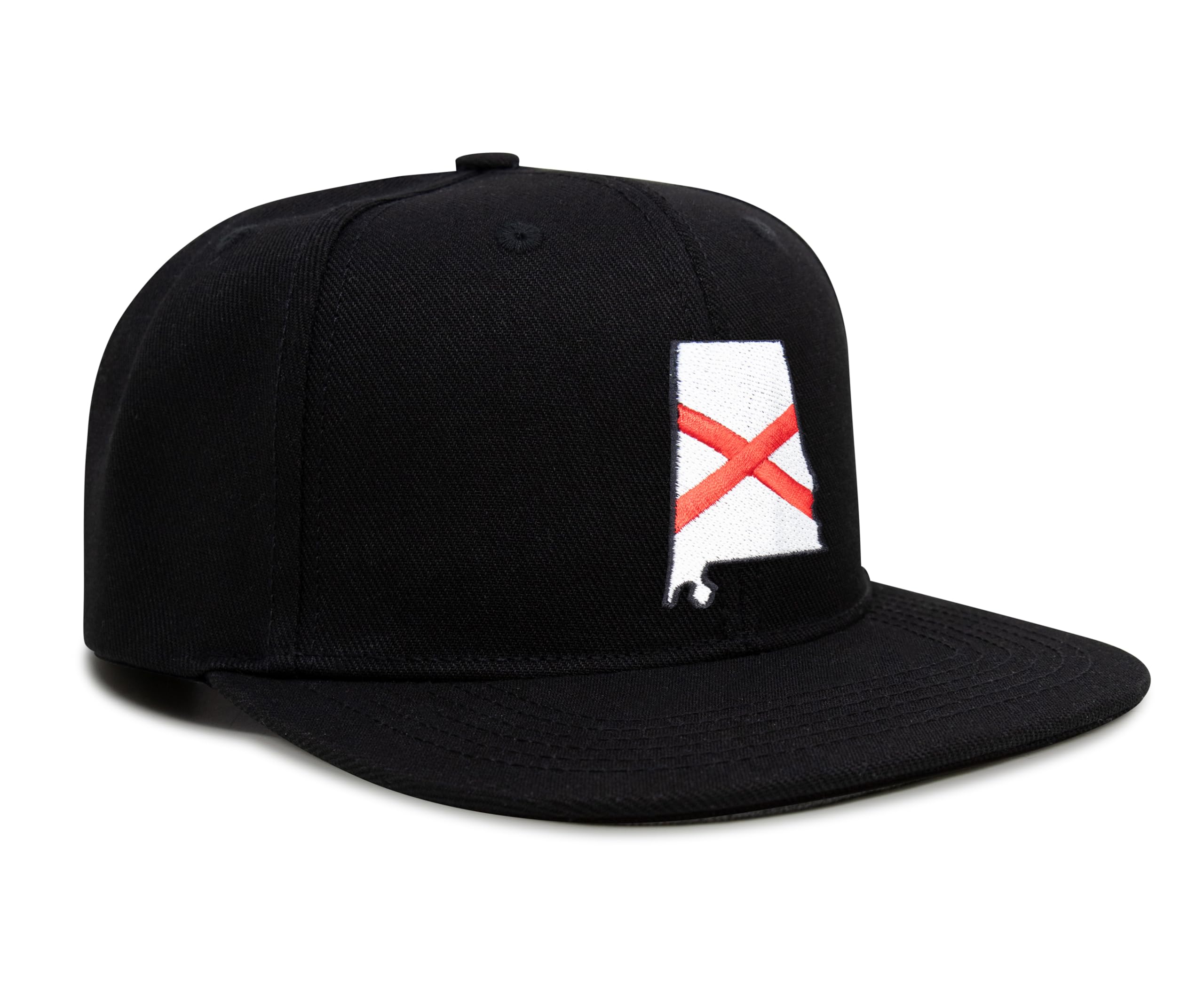 International Tie Stateline Flag Hat for Men and Women - Snapback Trucker Baseball Cap (Alabama, Black Flatbill)