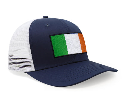 International Tie Irish Flag Hat for Men and Women - Ireland Snapback Trucker Baseball Cap (Navy White)