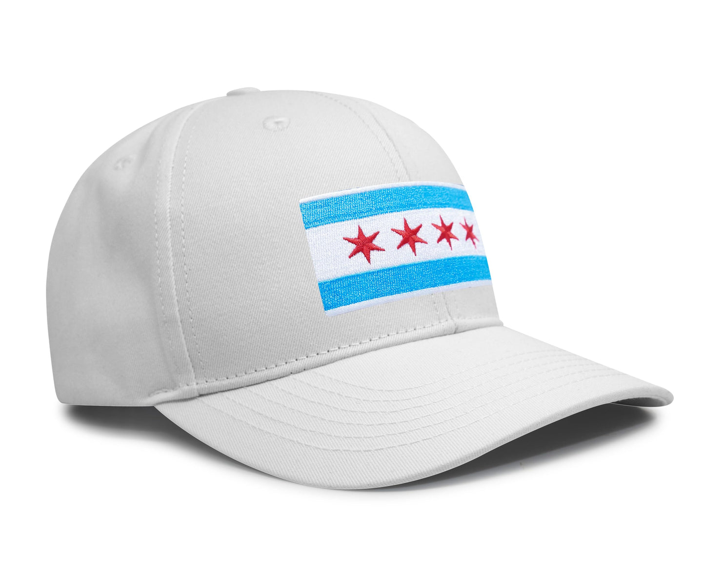 International Tie Chicago Flag Hat for Men and Women - Snapback Trucker Baseball Cap (All White)