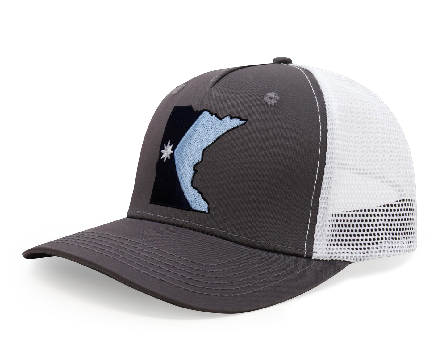 International Tie Stateline Flag Hat for Men and Women - Snapback Trucker Baseball Cap (Minnesota, Grey White)