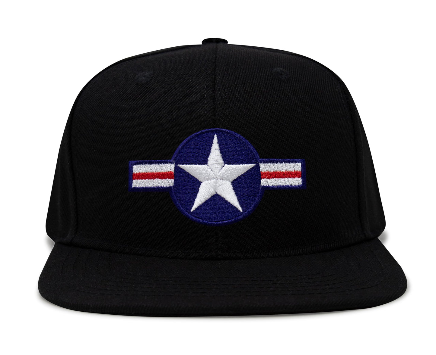 International Tie Air Force Hat for Men and Women - Snapback Trucker Baseball Cap (Black Flatbill) - International Tie