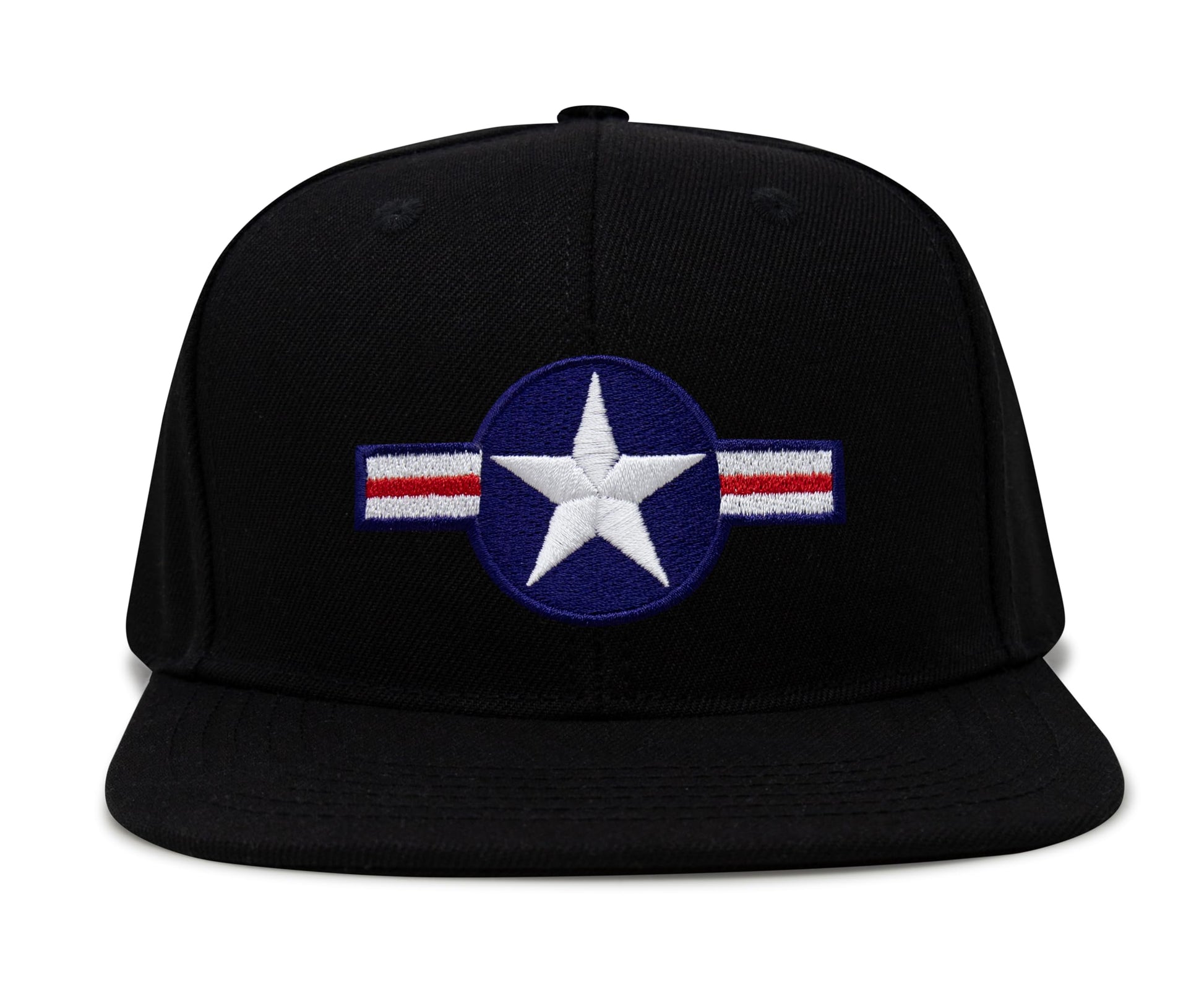 International Tie Air Force Hat for Men and Women - Snapback Trucker Baseball Cap (Black Flatbill) - International Tie