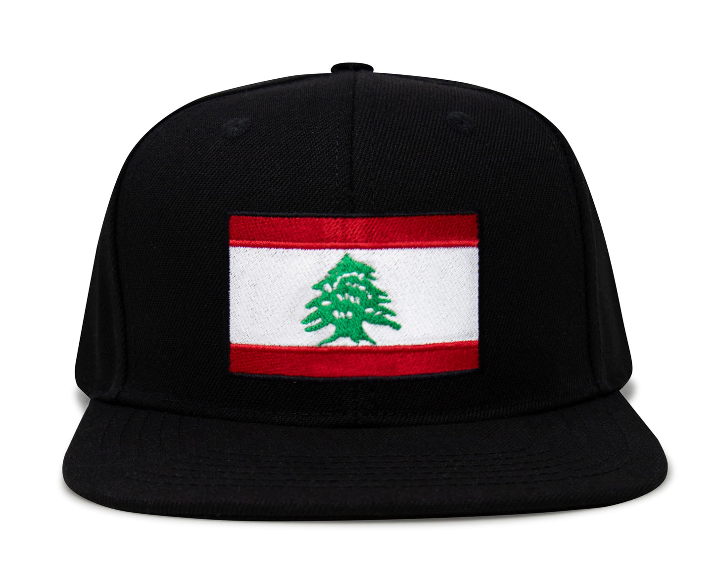International Tie Lebanon Flag Hat for Men and Women - Adjustable Snapback Trucker Baseball Cap (Black Flatbill)