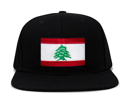 International Tie Lebanon Flag Hat for Men and Women - Adjustable Snapback Trucker Baseball Cap (Black Flatbill)