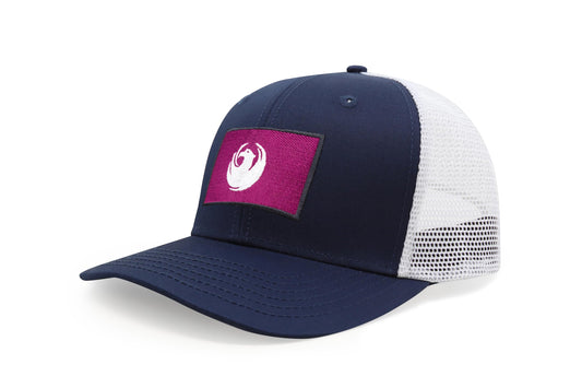 International Tie City Hat for Men and Women, Adjustable Snapback Trucker Baseball Cap with Embroidered Patch (Phoenix, Navy White)