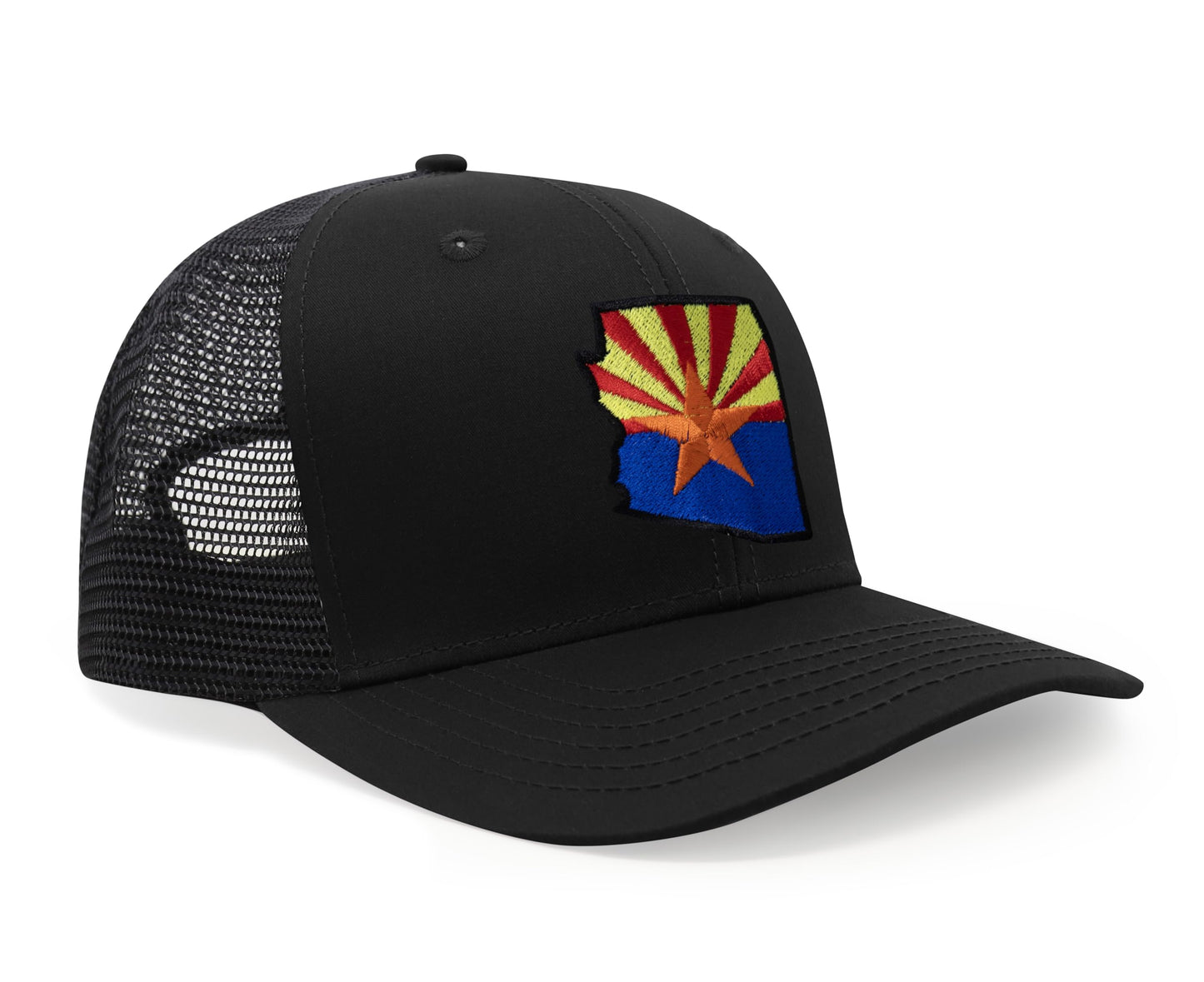 International Tie Stateline Flag Hat for Men and Women - Snapback Trucker Baseball Cap (Arizona, All Black)