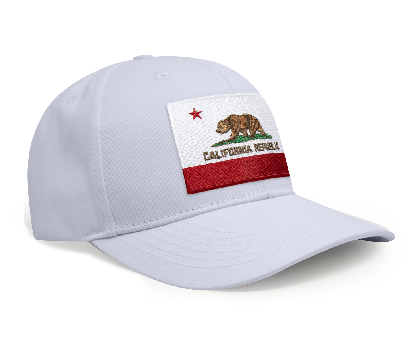 International Tie Premium California Flag Hat for Men and Women - Snapback Trucker Baseball Cap (All White)