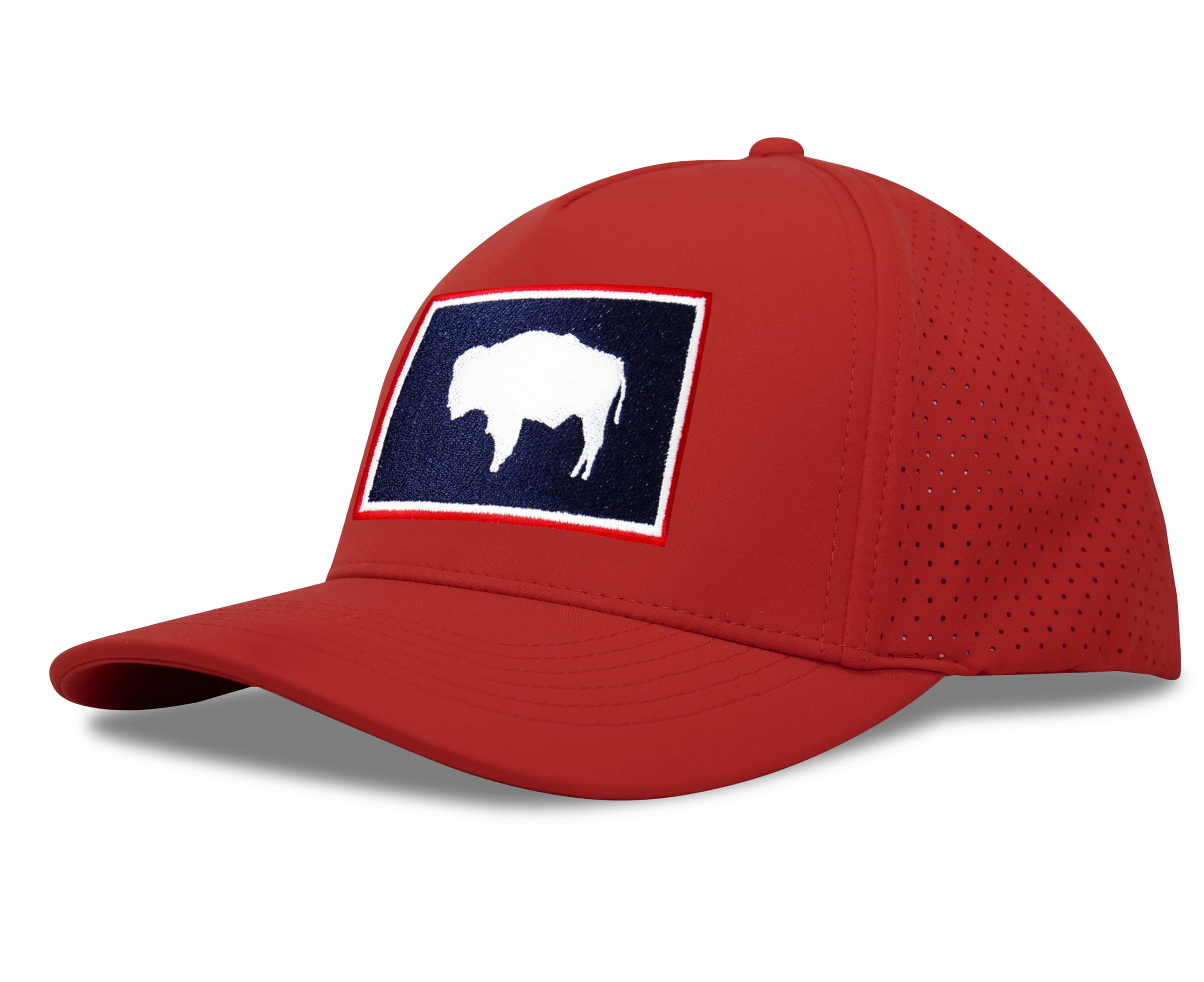 Performance Golf Hat – Adjustable Snapback Trucker Baseball Cap for Men & Women - Jetset Series (Wyoming, Red Rosso)