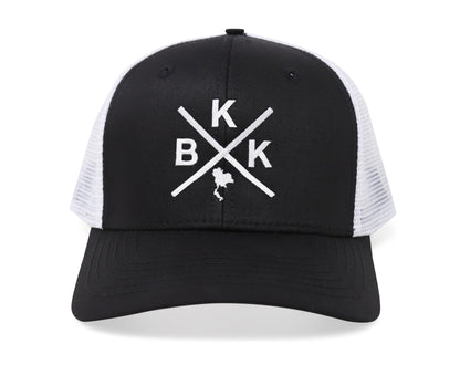 International Tie Bangkok BKK Hat for Men and Women - Snapback Trucker Baseball Cap (Black/White)