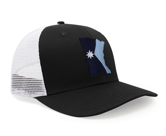 Minnesota Stateline Snapback Trucker Hat I Black White