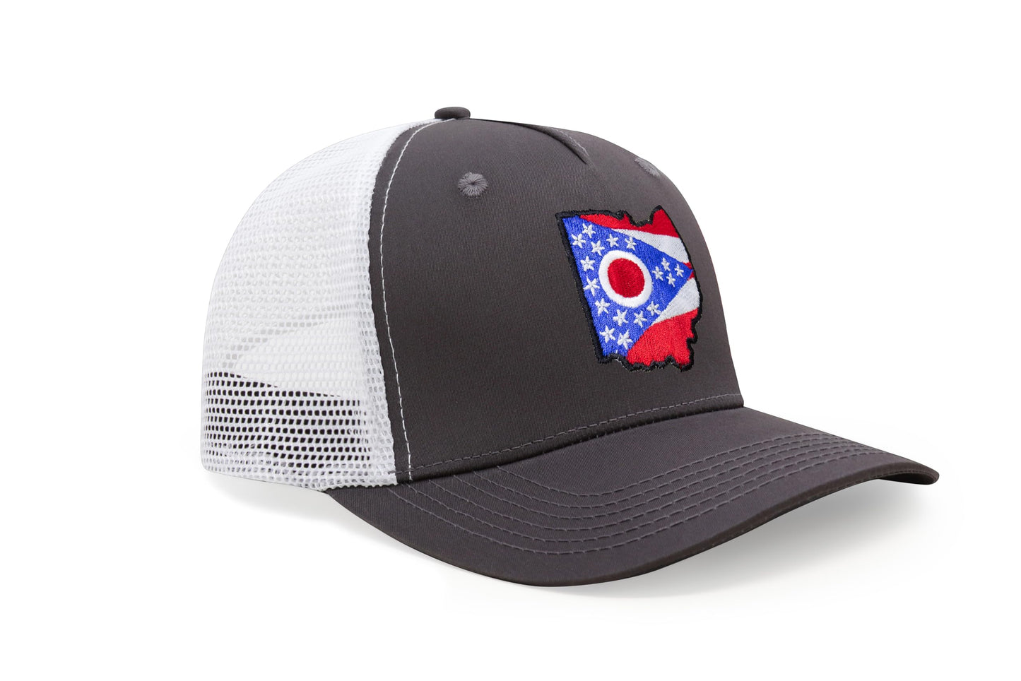 International Tie Stateline Flag Hat for Men and Women - Snapback Trucker Baseball Cap (Ohio, Grey White) - International Tie