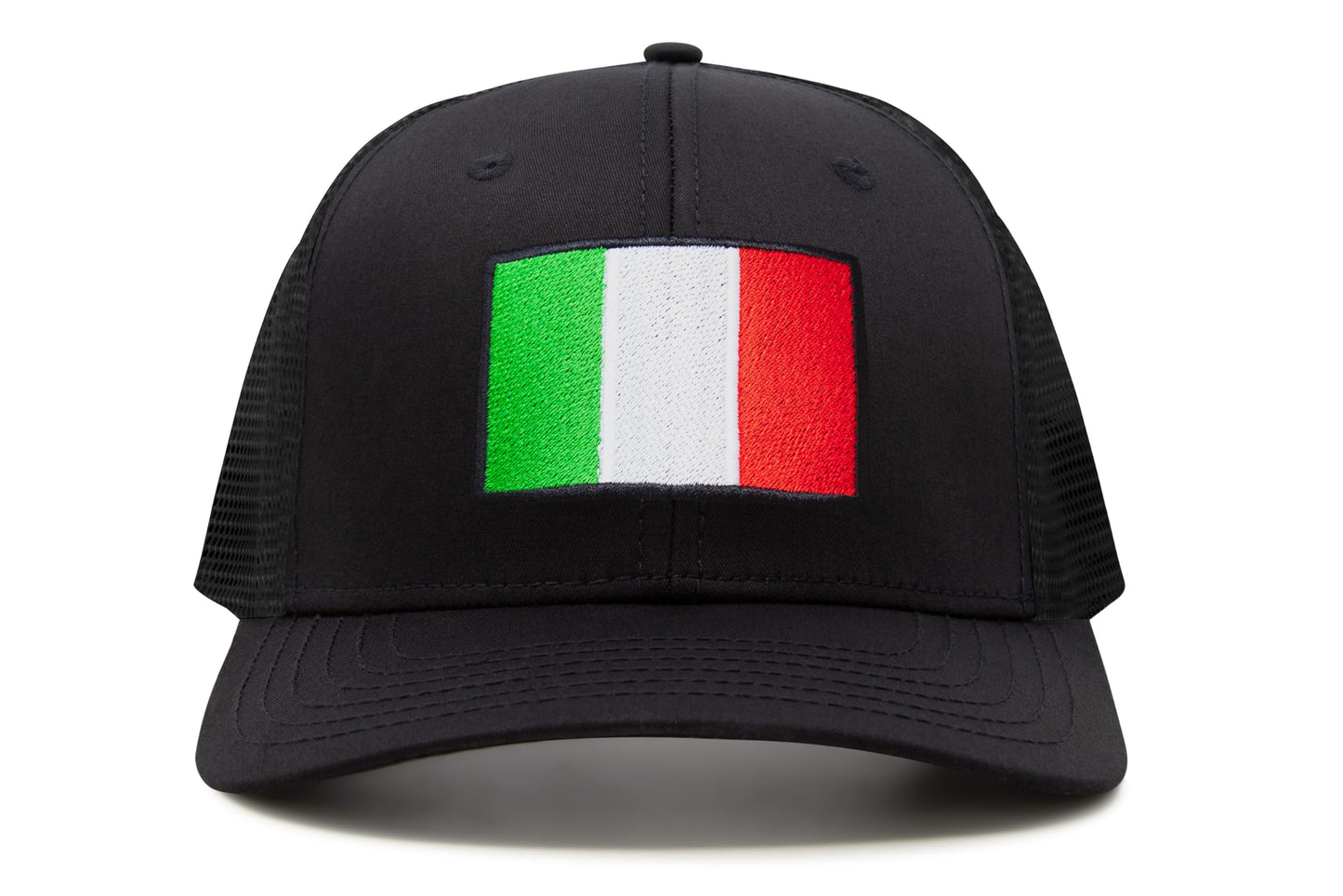 International Tie Country Hat for Men and Women, Adjustable Snapback Trucker Baseball Cap with Embroidered Patch (Italy, All Black)