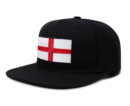 International Tie England - St. George Flag Hat for Men and Women, Adjustable Snapback Trucker Baseball Cap (Black Flatbill)
