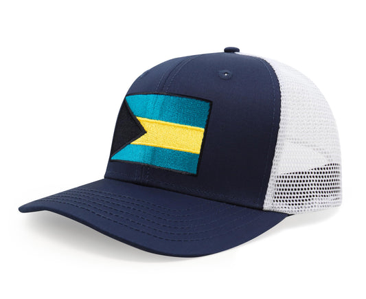 Bahamas Flag Hat for Men and Women – Adjustable Bahamian Snapback Baseball Cap by International Tie (Navy White)