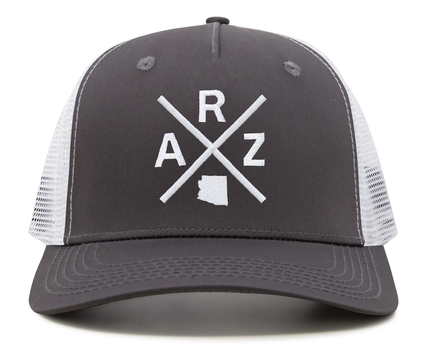 International Tie ARZ (Arizona) - Hat for Men and Women - Snapback Trucker Baseball Cap (Grey/White)