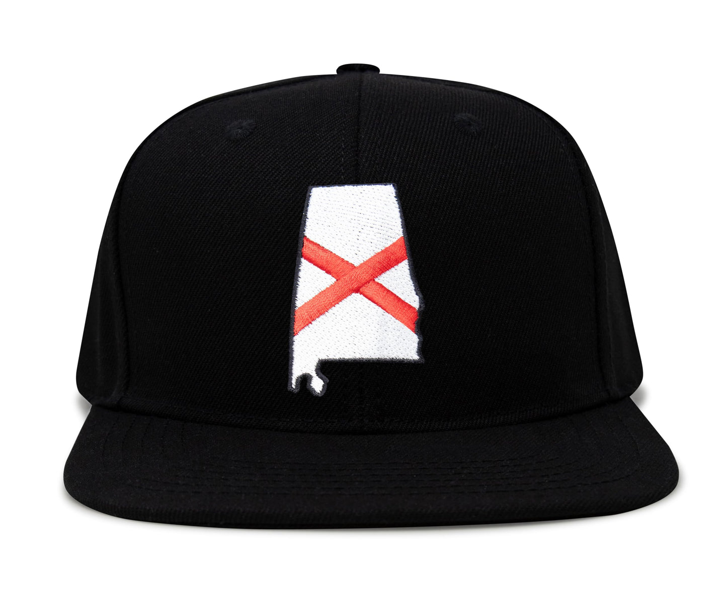 International Tie Stateline Flag Hat for Men and Women - Snapback Trucker Baseball Cap (Alabama, Black Flatbill)