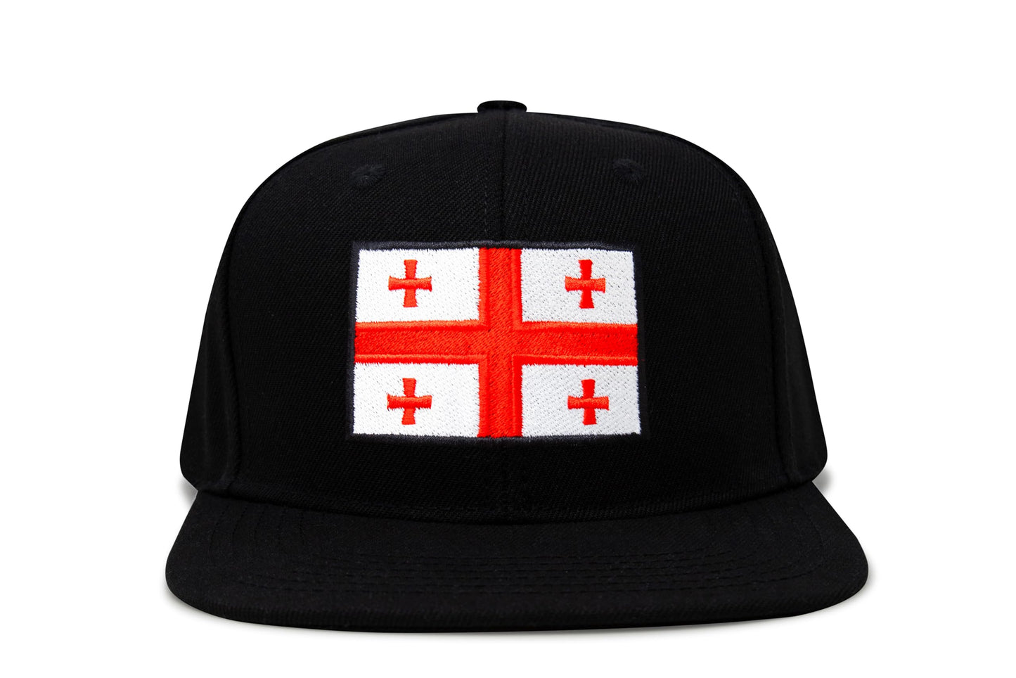 International Tie Country Hat for Men and Women, Adjustable Snapback Trucker Baseball Cap with Embroidered Patch (Georgia, Black Flatbill)