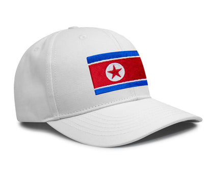 International Tie North Korea Flag Hat for Men and Women - Adjustable Snapback Trucker Baseball Cap (All White)