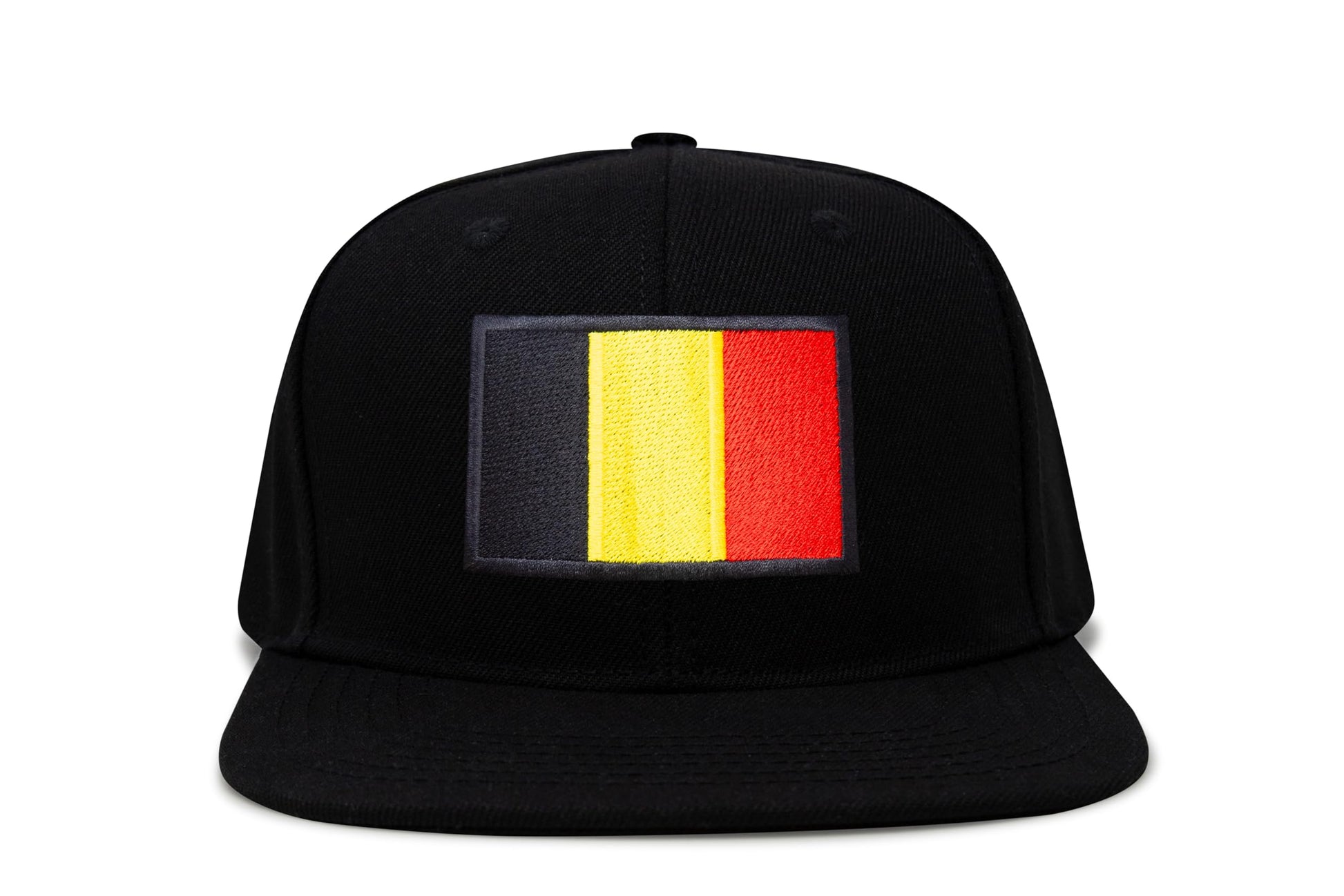International Tie Country Hat for Men and Women, Adjustable Snapback Trucker Baseball Cap with Embroidered Patch (Belgium, Black Flatbill) - International Tie