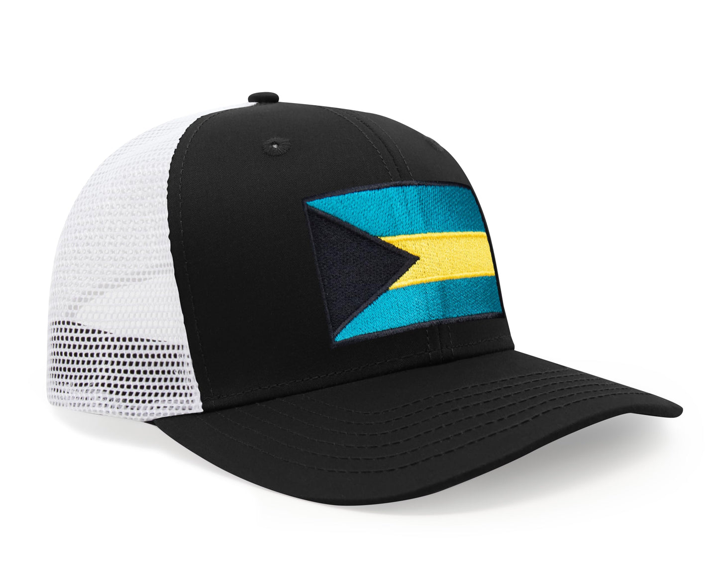 Bahamas Flag Hat for Men and Women – Adjustable Bahamian Snapback Baseball Cap by International Tie (Black White)