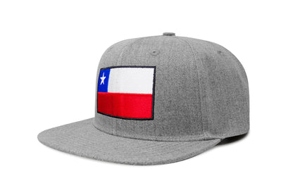 International Tie Country Hat for Men and Women, Adjustable Snapback Trucker Baseball Cap with Embroidered Patch (Chile, Grey Flatbill)