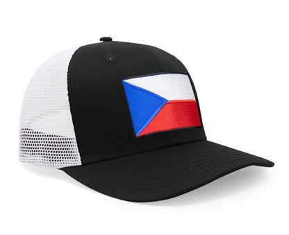 Czech Republic Flag Hat for Men and Women – Adjustable Snapback Baseball Cap by International Tie (Black White)