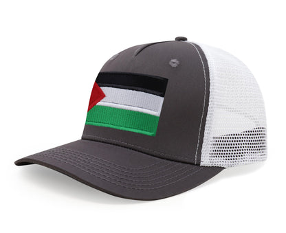 International Tie Palestine Hat for Men and Women - Snapback Trucker Baseball Cap (Grey/White)