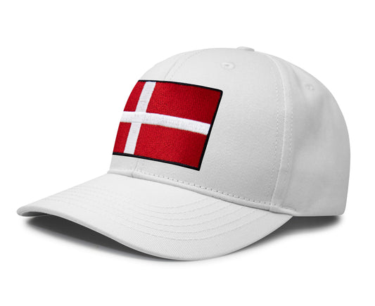 Denmark Flag Hat for Men and Women – Adjustable Snapback Baseball Cap by International Tie (All White)