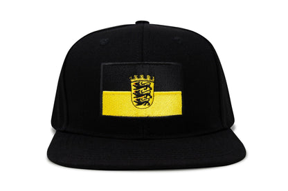 International Tie State Hat for Men and Women, Adjustable Snapback Trucker Baseball Cap with Embroidered Patch (Baden-Wurttemberg, Black Flatbill)