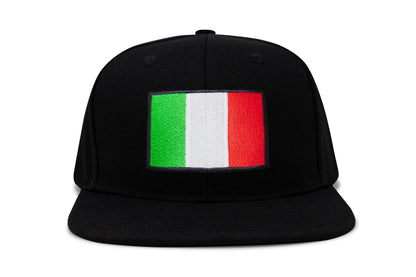 International Tie Country Hat for Men and Women, Adjustable Snapback Trucker Baseball Cap with Embroidered Patch (Italy, Black Flatbill)