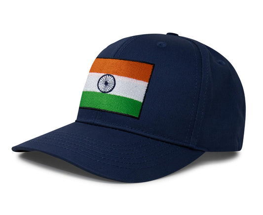 International Tie Indian Flag Hat for Men and Women - Adjustable India Snapback Trucker Baseball Cap (All Navy)