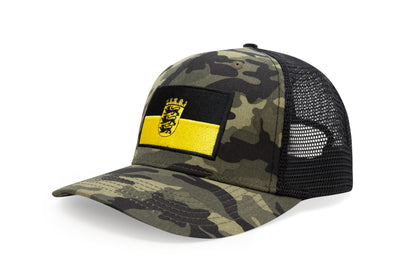 International Tie State Hat for Men and Women, Adjustable Snapback Trucker Baseball Cap with Embroidered Patch (Baden-Wurttemberg, Camouflage)