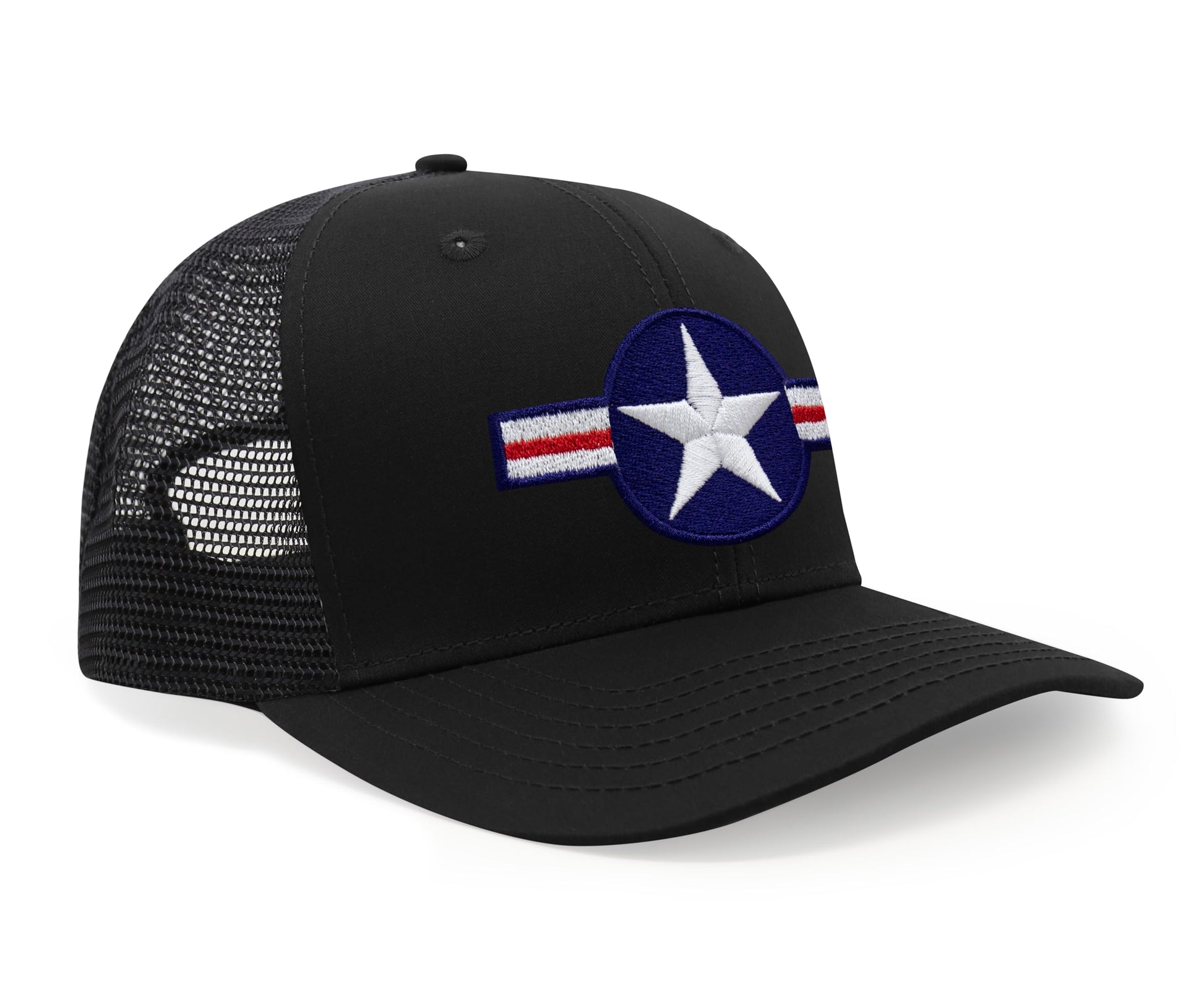 International Tie Air Force Hat for Men and Women - Snapback Trucker Baseball Cap (All Black) - International Tie