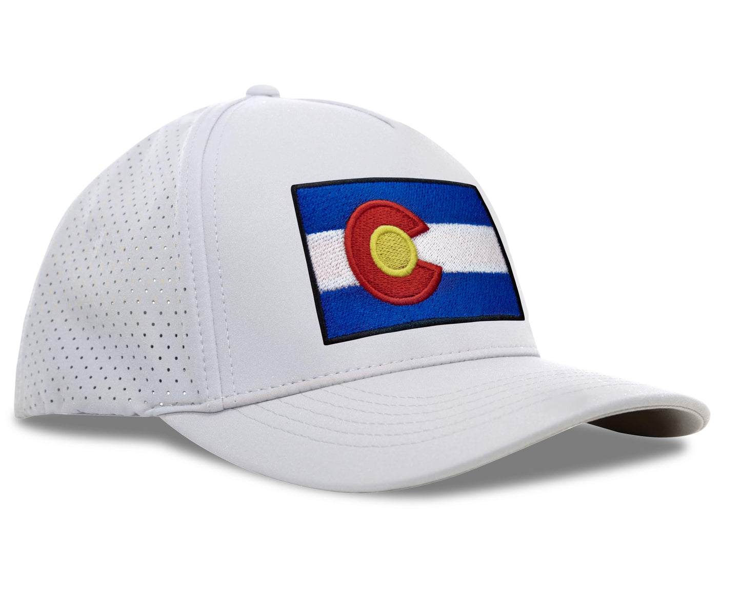 Performance Golf Hat – Adjustable Snapback Trucker Baseball Cap for Men & Women - Jetset Series (Colorado, Arctic White) - International Tie