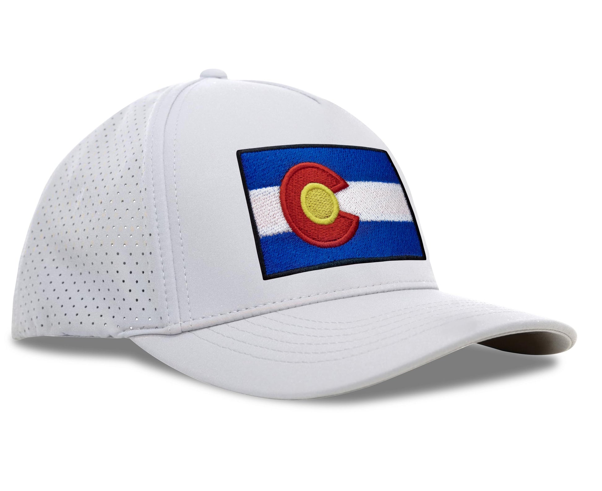 Performance Golf Hat – Adjustable Snapback Trucker Baseball Cap for Men & Women - Jetset Series (Colorado, Arctic White) - International Tie