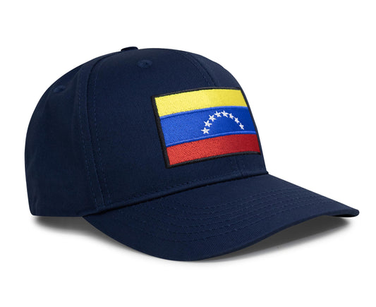 International Tie Country Hat for Men and Women, Adjustable Snapback Trucker Baseball Cap with Embroidered Patch (Venezuela, All Navy) - International Tie